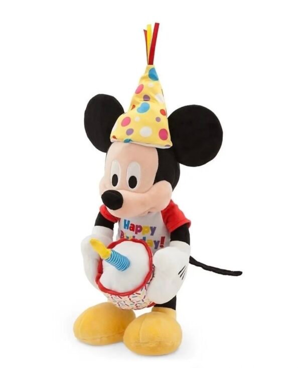 Mickey Mouse Peluche Cumpleaños 28cm Luz Sonido Disney Store