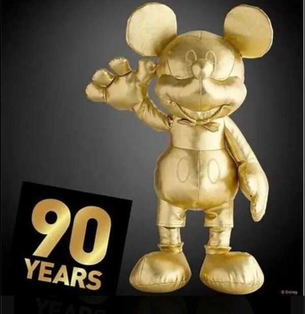 Mickey Mouse Peluche 28cm Gold Coleccion 90 Año Disney Store